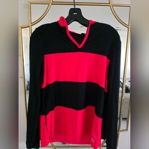 RBX Women's Black and Pink Striped Top
